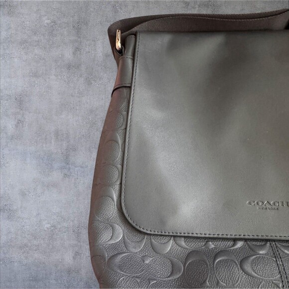 BLACK LEATHER COACH OF NEW YORK SHOULDER BAG (UNISEX) NWOT - Picture 8 of 9